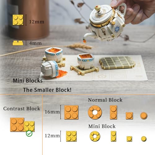 ENJBRICK Mini Building Blocks Teapot Kit for Adutls,Cute City Tea Shop Building Set for Girls 8-12 Years 690 pcs