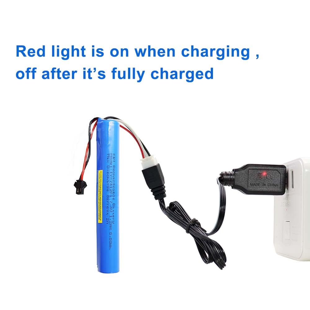 Kbt 7.4V 1200Mah Li-Ion Rechargeable Battery Pack With Sm-2P Plug & Xh-3P Charging Plug, Lithium-Ion Battery With Usb Cable For