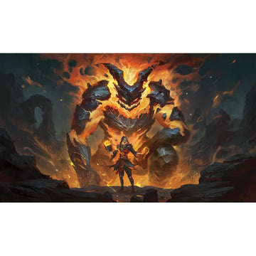 Fantasy North - Cinderbones - Summon: Fire Giant - Tcg Trading Card Game Playmat And Mouse Pad - 24 X 14 Inches - Perfect For Ma