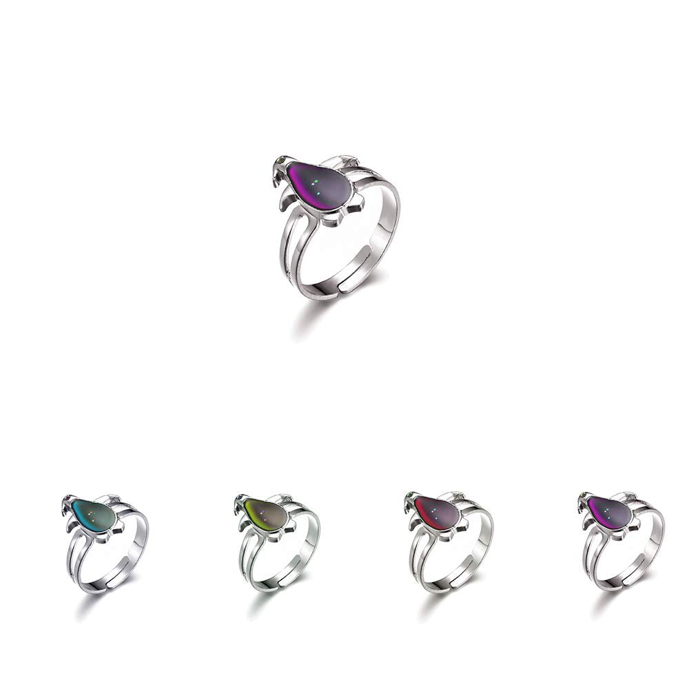 LiHan1028 10 Pieces of Mixed Pattern Adjustable Mood Rings Mixed Color Changing Mood Rings for Halloween Costume Props, Birthday