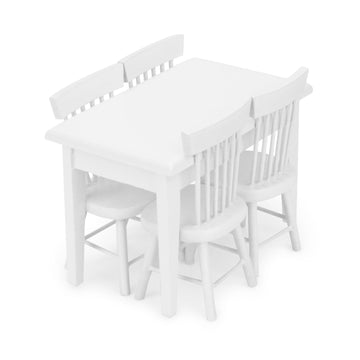 Miniature Dining Table & Chair Set For Dollhouse 1 12 Scale Wooden Furniture Model 5Pcs Doll House Mini Classic Decoration Acces