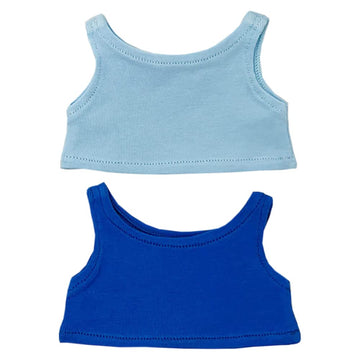 Niannyyhouse 10Cm Plush Doll Clothes Solid Color Vest Sleeveless T-Shirt Doll Dress Up (Light Blue+Blue, 10Cm)