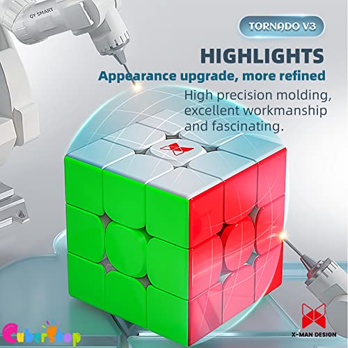 CuberShop QY X Man Tornado V3 M (Pioneer, MagLev Ver.), 2022 New 3x3 Magnetic Speed Cube, Best Version of The Tornado V3 Series,