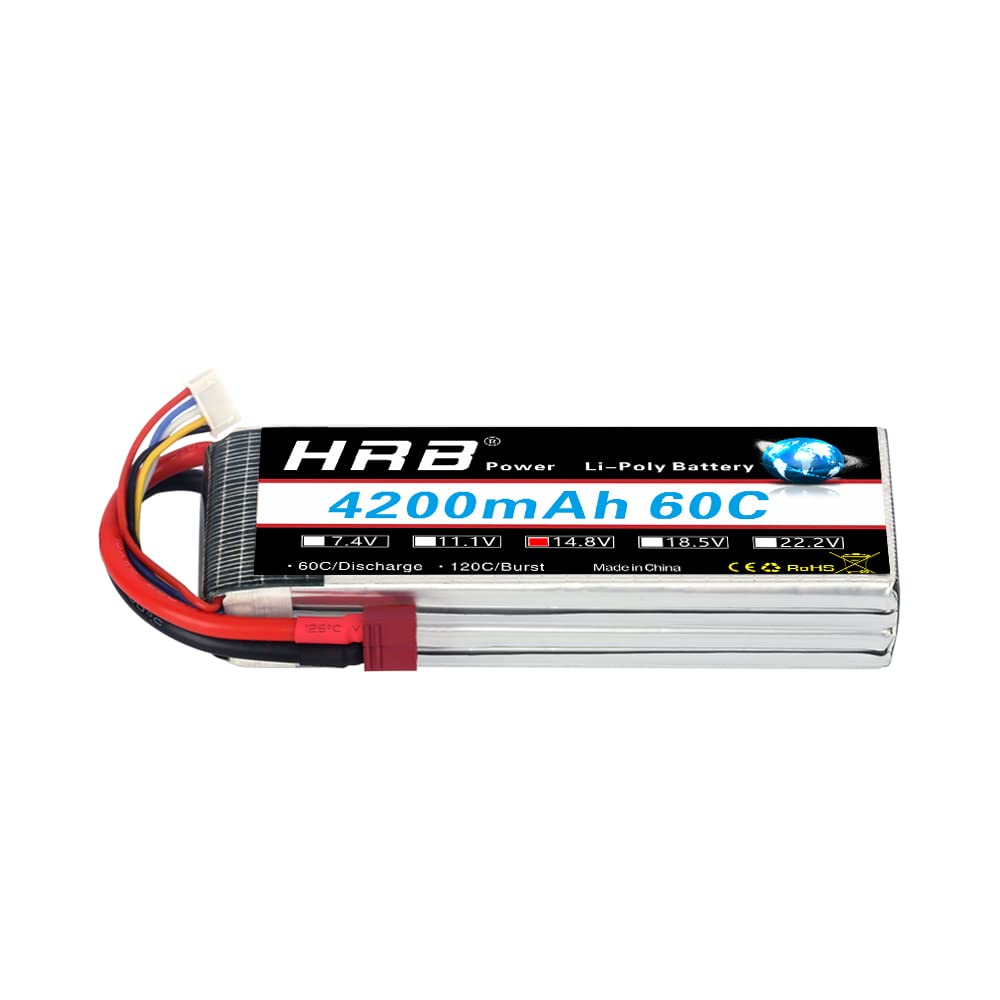 HRB 4S Lipo Battery 14.8V 4200mAh 60C Lipo Battery Compatible with RC Car RC Plane RC Truck RC Boat
