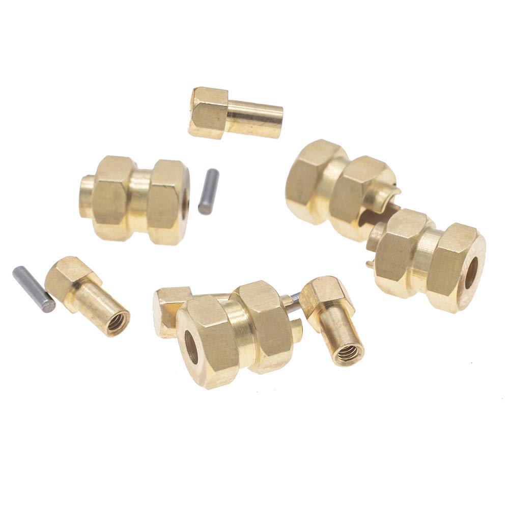 CODA RACING 4Pcs Brass Extended 7mm Hex Wheel Hubs 8mm Thick for AXIAL SCX24 Upgrades 1/24 RC Crawler Car+5mm
