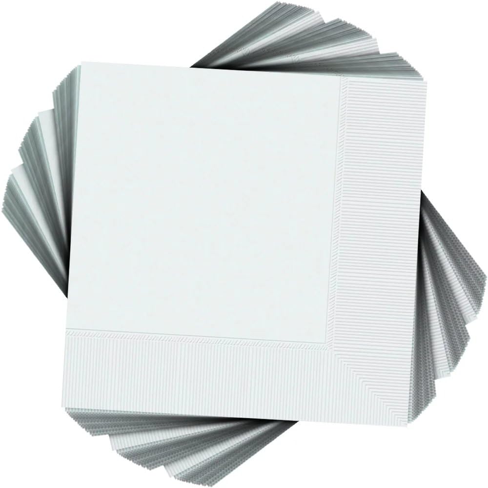 Premium Frosty White Luncheon 2-Ply Paper Napkins - 6.5' X 6.5' (100 Pc) - Eco-Friendly Napkins For Parties & Holidays