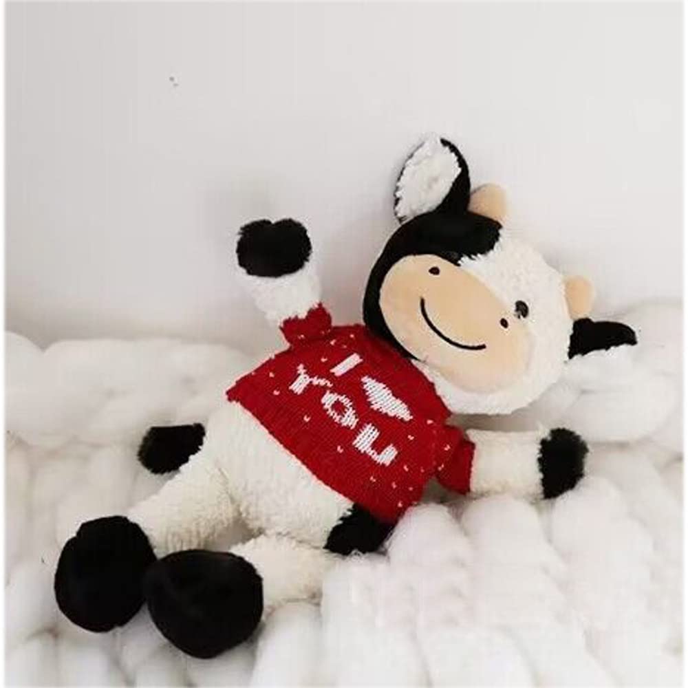 Yukouqian Cow Stuffed Animal Cow Plush Doll Toy 11.8 Inch For Girls Boys Christmas (Cow Red Clothes)
