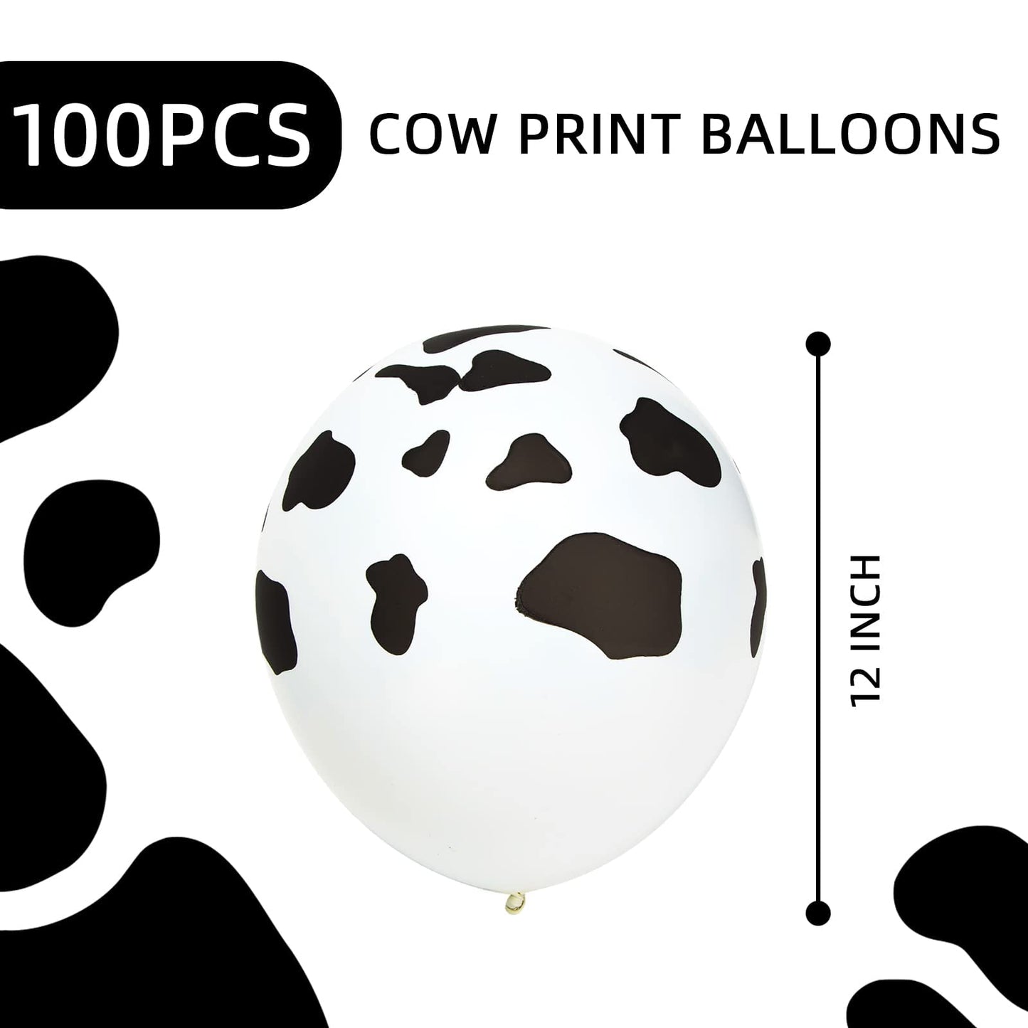 Lovestown 100 Pcs Cow Print Balloons, 12 Inch Cow Balloons Latex Balloons For Children Party Cowboy Theme Birthday Party Favor