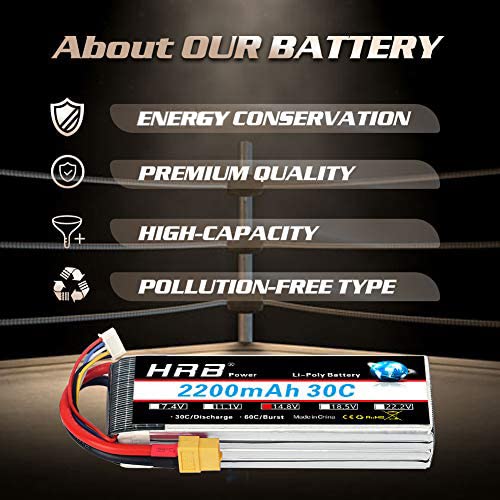 HRB 4S Lipo Battery XT60 14.8V 2200mAh 30C RC Lipo Battery Compatible with RC Car RC Plane RC Truck RC Boat