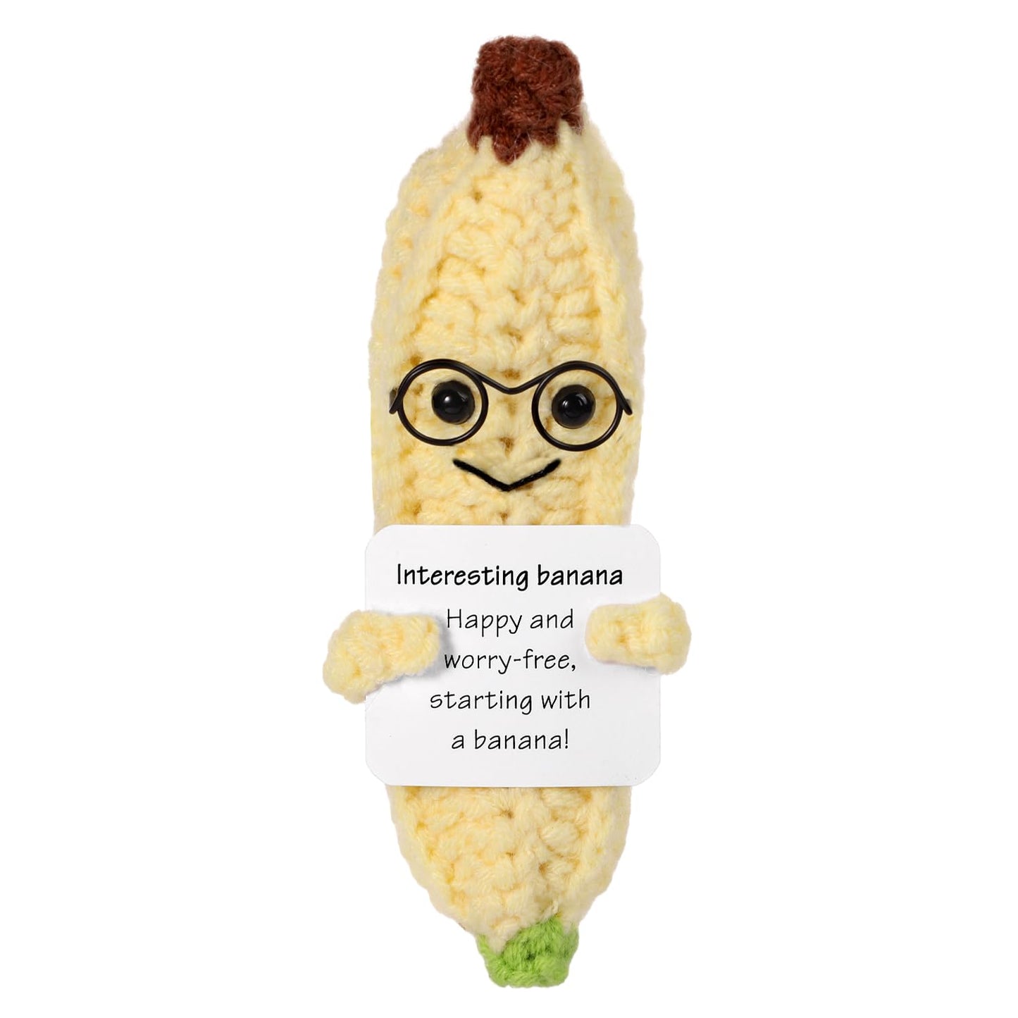 Funny Positive Banana, 5.1In Emotional Support Potato Creative Cute Knitted Pocket Hug Doll With Inspirational Gift Interesting Crochet For Plush Birthday Gift Party Decoration Encouragement