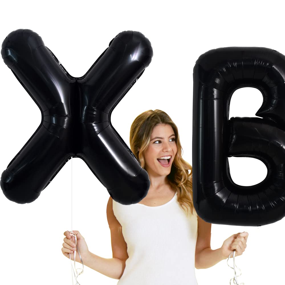 Toniful 40 Inch Large Black X Letter Balloons Jumbo Helium Balloons,Foil Mylar Big Alphabet Balloons For Birthday Party Annivers