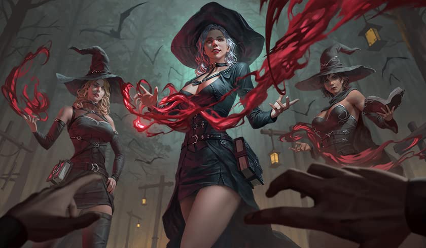 Fantasy North - The Witching Hour - Tcg Trading Card Game Playmat And Mouse Pad - 24 X 14 Inches - Perfect For Magic Mtg Command