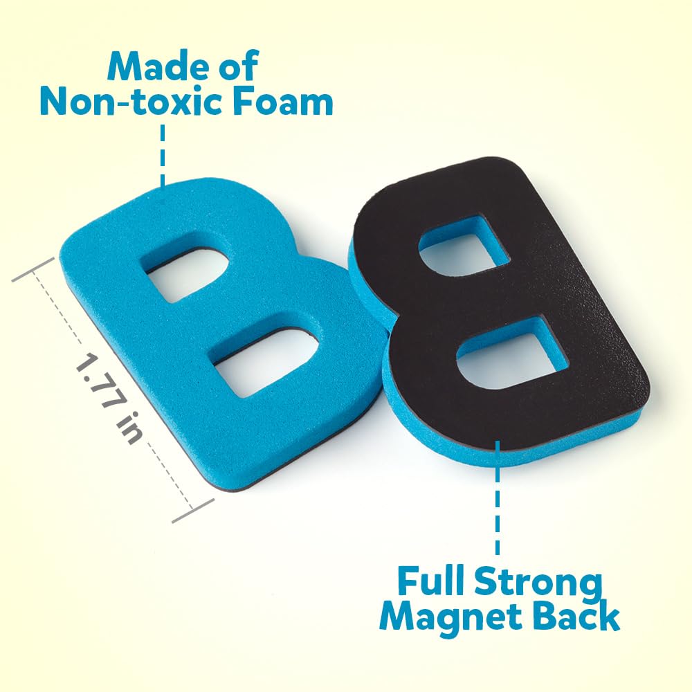 Coogam Magnetic Letters 251 Pcs With Magnetic Board And Storage Box - Uppercase Lowercase Foam Alphabet Abc Magnets For Fridge Refrigerator - Educational Toy Set For Classroom Kids Learning Spelling