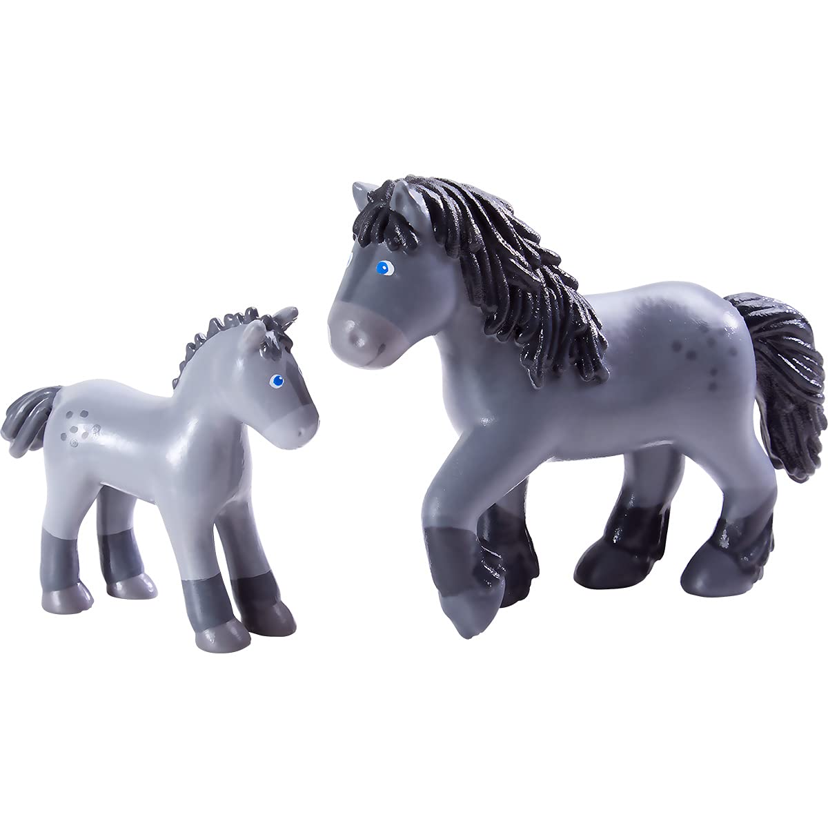 Haba Little Friends Momma And Baby Playset - Cassandra Horse And Cleo Foal Chunky Plastic Farm Animal Toy Figures