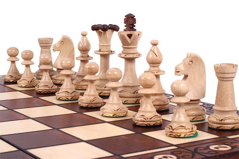 Beautiful Handcrafted Wooden Chess Set With Wooden Board And Handcrafted Chess Pieces - Gift Idea Products (16' (40 Cm) Brown)