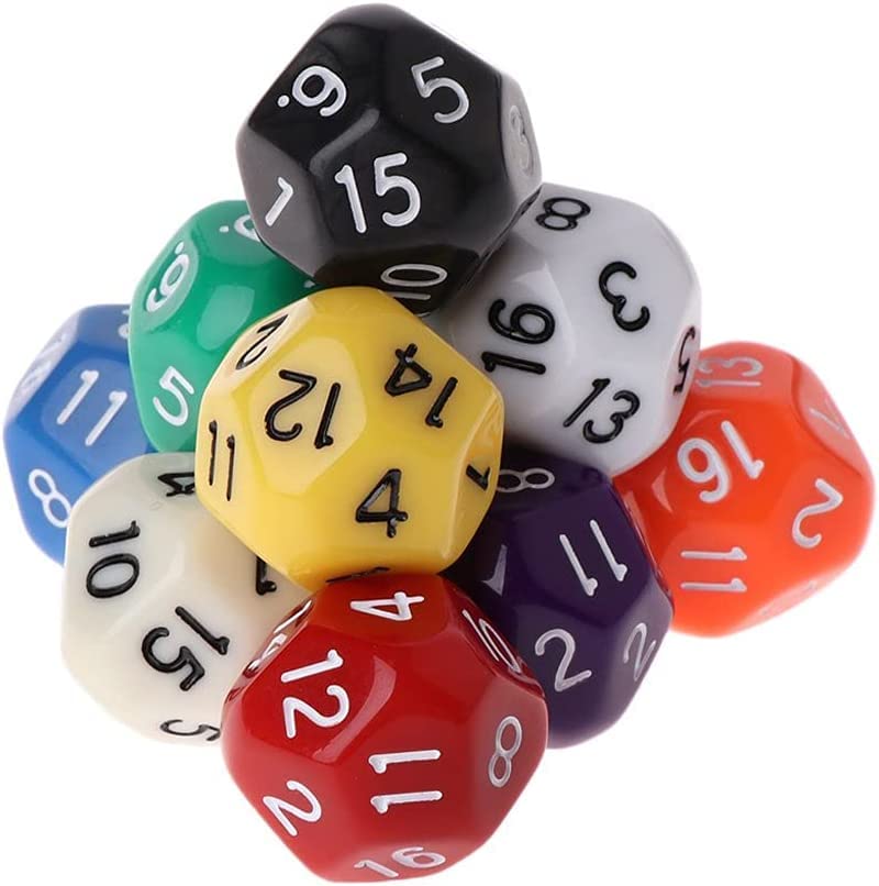 10 Pcs Polyhedral Dice for Dungeons and Dragons 16 Sided Dice Set Polyhedral Dice with Other Table Games with Random Multi Color