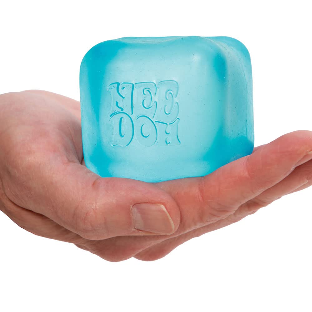 Schylling NeeDoh Nice Cube - Sensory Squeeze Toy - 2.25" Thermoplastic Rubber - Color Varies (Pink, Purple, Blue) - Model NCBND