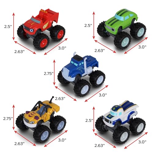 NKOK Blaze and The Monster Machines (Free-Wheel) 5PK (Blaze, Pickle, Crusher, Stripes & Darington); No Batteries Required; Gripp