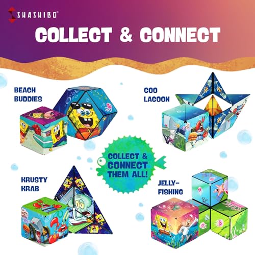 SHASHIBO Spongebob Squarepants Shape Shifting Box - STEM Magnetic Fidget Cube That Transforms Into Over 70 Shapes, Download Fun
