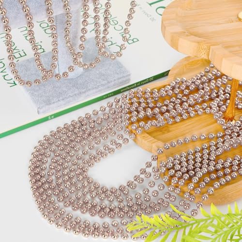 24PCS Mardi Gras Beads, Metallic Rose Gold Christmas Bead Necklace Party Favors, 33 Mardi Gras Necklace Women Men Stuff, Festiva