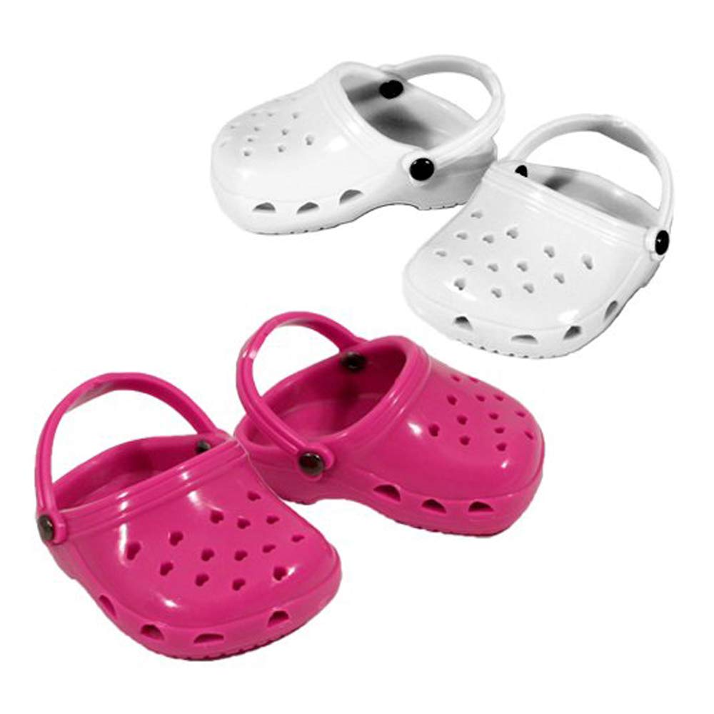 Sophia'S 18' Doll Set Of Two Comfy Polliwog Garden Clog Shoes In Hot Pink And White