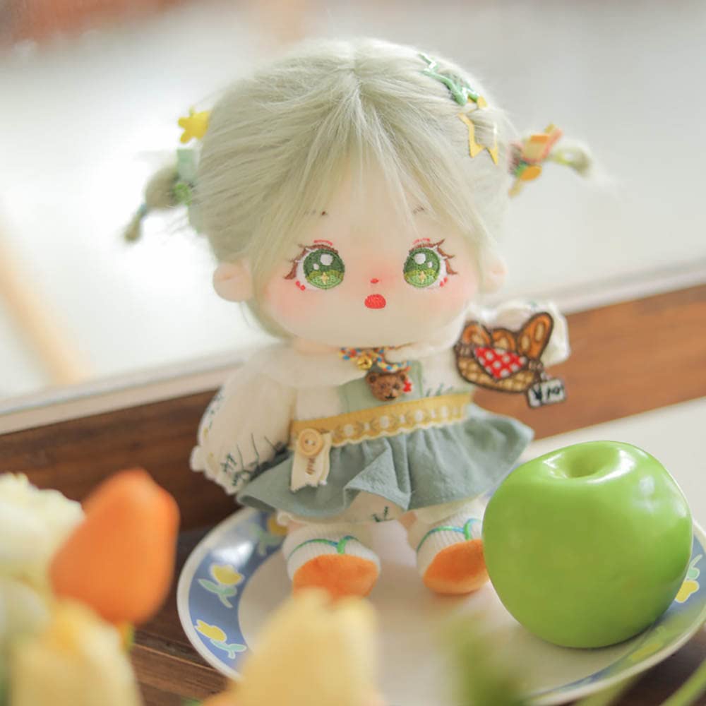 Niannyyhouse 20Cm Plush Doll Green Girl Humanoid Stuffed Body No Attribute 8' Normal Body Wearable Clothing Dress Up Gifts (A-11-With Skeleton)
