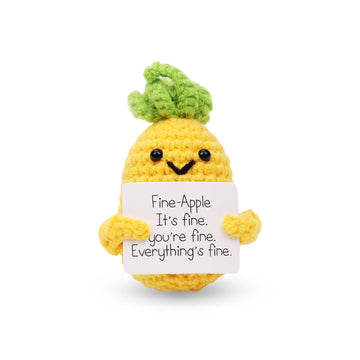Nqeuepn Funny Positive Pineapple, 3.15 Inch Knitted Pineapple Potato Toy With Encouraging Card Creative Cute Emotional Support Crochet Pineapple Doll For Festival Party Decoration Encouragement Gift