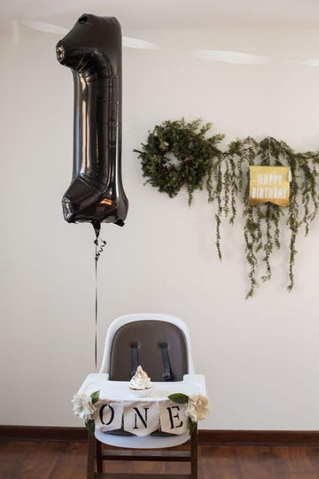 1 Number Balloon For First Birthday, 40 Inch Black One 1St Number Balloon Birthday Decorations For Girl Boy Toddler Baby, 10Th 2