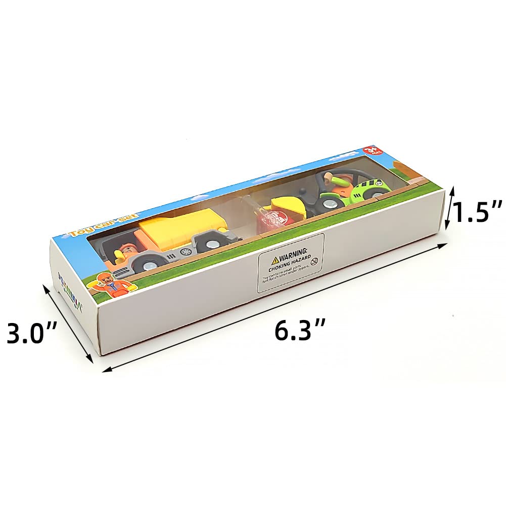 Wooden Train Cars Track Accessories Set Digger And Dump Truck Small Vehicles Magnetic Train Cars Fit For Wooden Train Track Rail