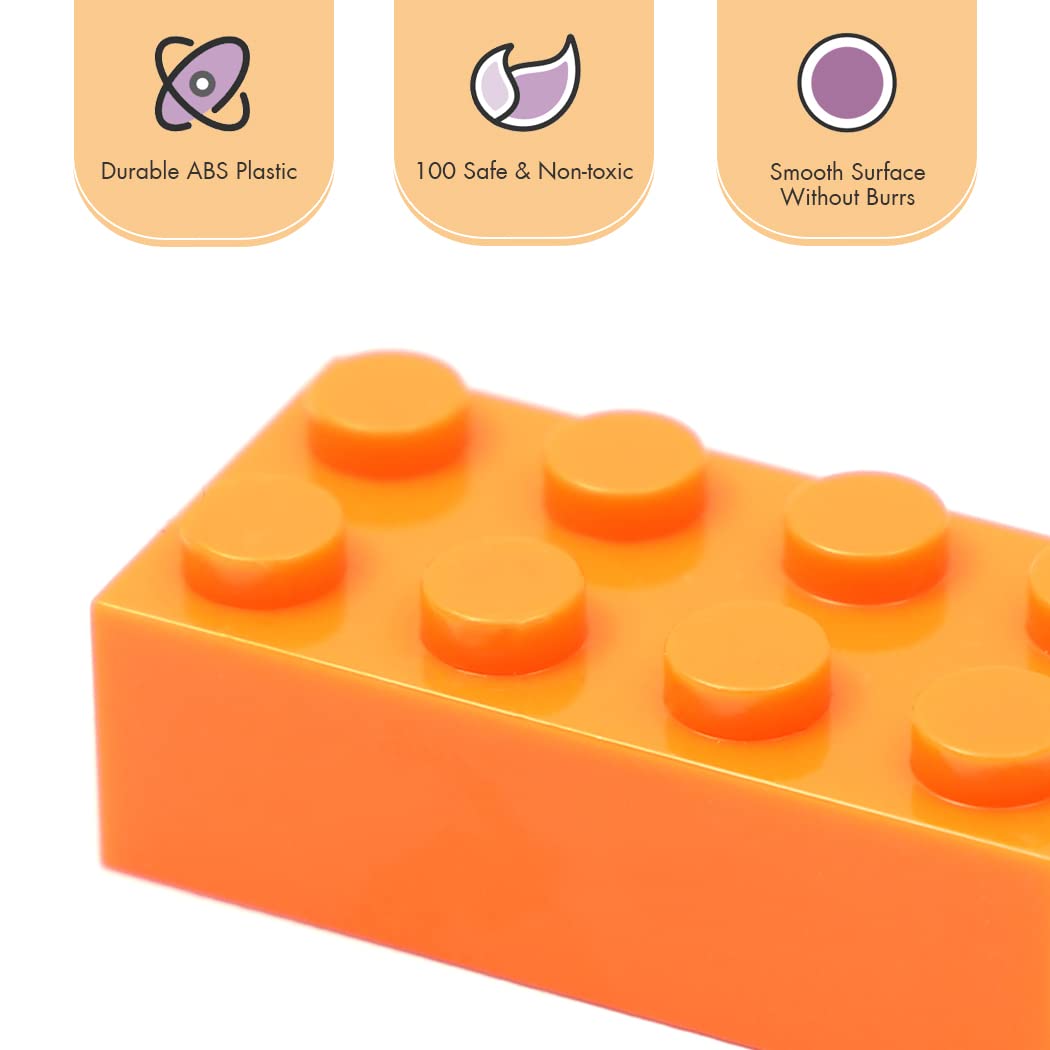 Unirolic 500Pcs Classic Building Blocks, Basic Building Bricks With Wall Blocks, Wheels, Windows & Door Pieces, Mix Colors Bulks