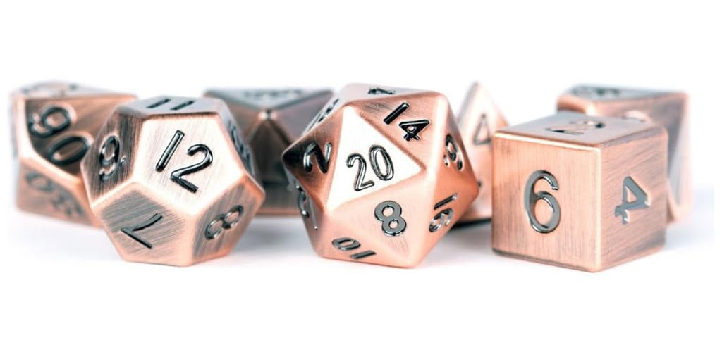 Metallic Dice Games Lic007 16 Mm Antique Copper Metal Dice Set Of 7