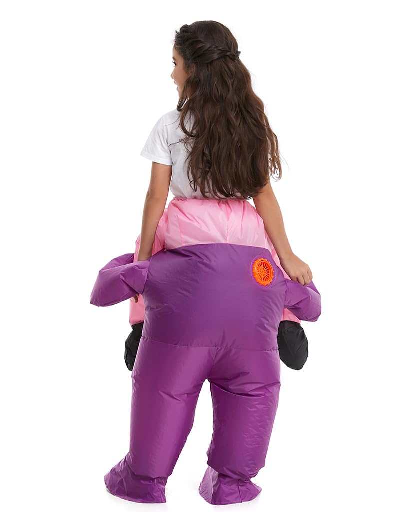 Hsctek Inflatable Alien Costume Kids Boys Girls, Blow Up Riding Alien Abduction Costume Child, Carrying Me Holding Man Halloween Costume Children, Purple
