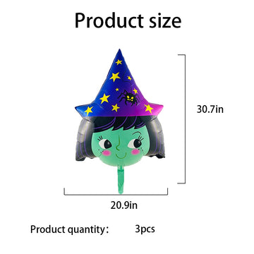 Hadckja Halloween Witch Balloon Cute Witch Head Balloons Witch Foil Balloons For Witch-Themed Party Supplies Decorations Hallowe