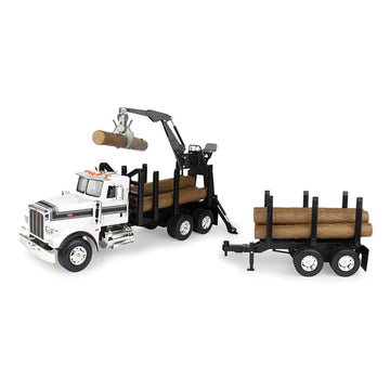 TOMY Big Farm Peterbilt Model 367 Logging Truck with Pup Trailer - Multi Color - Pretend Play for Ages 3 to 5