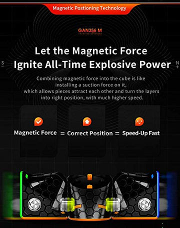 Bukefuno Gan 356 M Lite 3X3 Magnetic Speed Magic Cube Stickerless Gan356 M 3X3X3 Cube Speed Puzzle Gan 356M Magic (Lite Version.