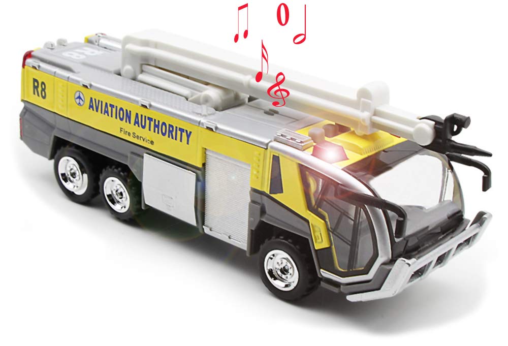 Ailejia Airport Fire Trucks Toy for Boys Fire Engine Toys Fire Engine Pullback Friction Toy Airport Rescue Diecast Vehicle Model