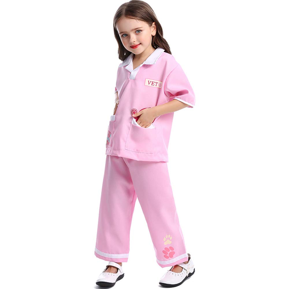 Lontakids Kids Animal Doctor Role Play Costume Veterinarian Pretend Play Dress Up Set With Medical Kit (6-8 Years, Pink)