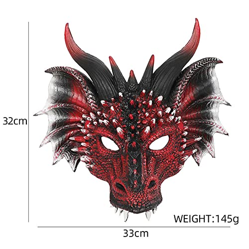 Himine Cosplay Mask Dragon's Head Mask for Festival Party Halloween (Red+Black)