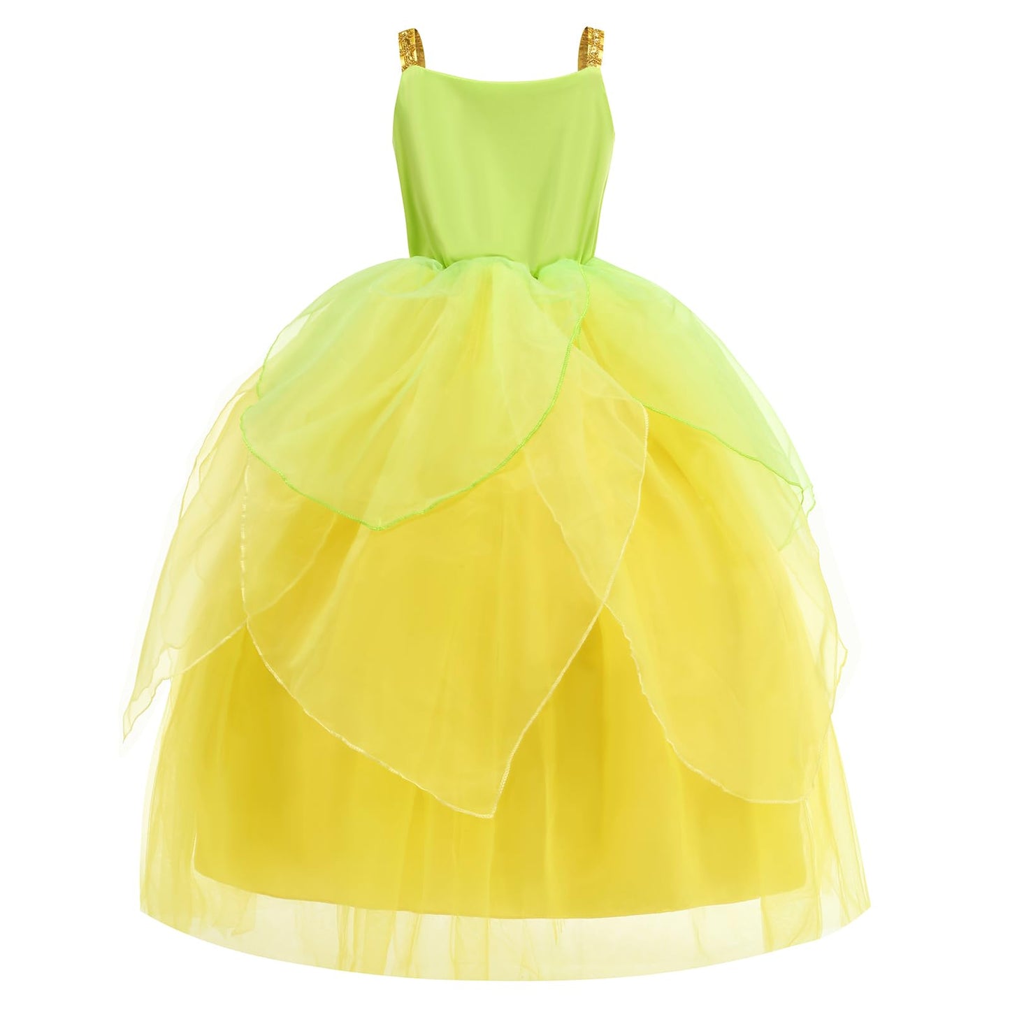 Rosadage Princess Costume For Girls Dress Up Role Play Halloween Cosplay Outfits With Accessories (Green, 130 (5-6T))