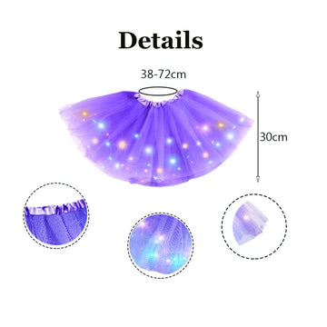 Girl Tutu Skirt, Light Up Led Ballet Tutu Skirt 2-8 Years Fluffy Ballet Dress Up Costume For Kids Party 3-Layer Multicolor Tutu