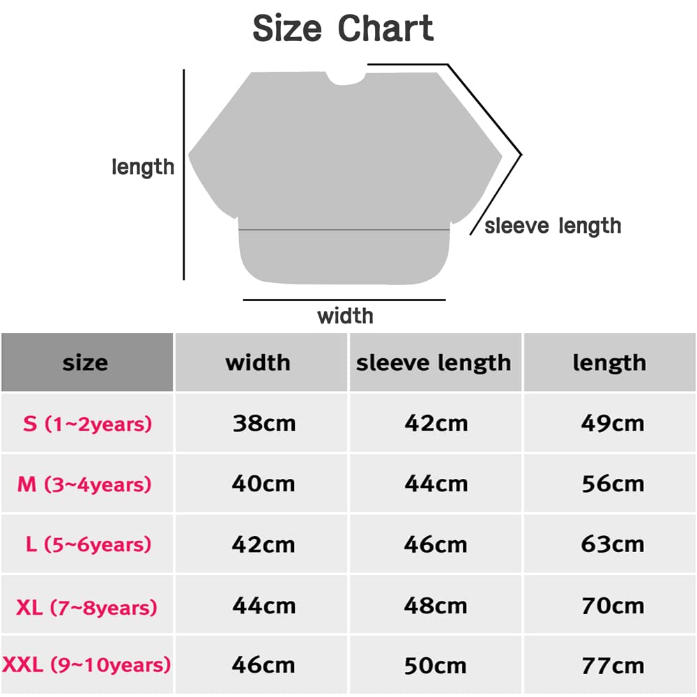 Plie Waterproof Kids Art Smocks 37 Colors (Age 1-10, S-XXL size), Yellow Bear (05-XXL)