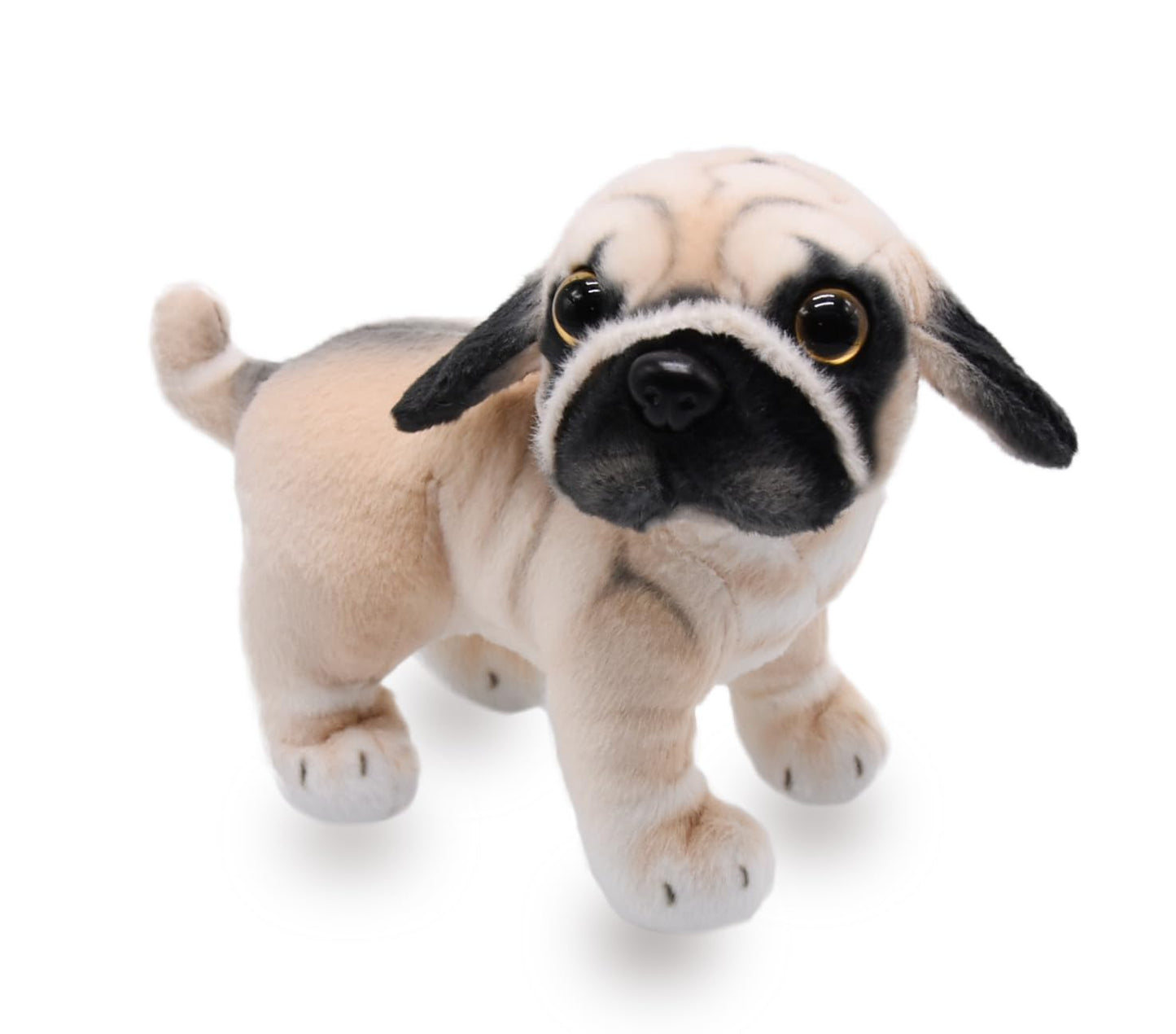 YONLIT Lifelike Pug Dog Stuffed Animal Animated Plush Puppy Toy Doll Super Realistic Dogs Act Like Real Excellent Gifts for Kids Birthday Party Dog Collection 9 Inches (Pug) -Like New