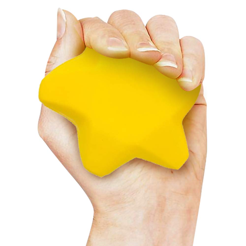 Artcreativity 12 Pack Star Squishy Stress Balls - 3 Inch Spongy Squeeze Toys Yellow Stress Stars For Kids & Adults, Stress Relief, Party Favors, Goodie Bag Stuffers, And Squishy Fidget Toys, Foam Ball