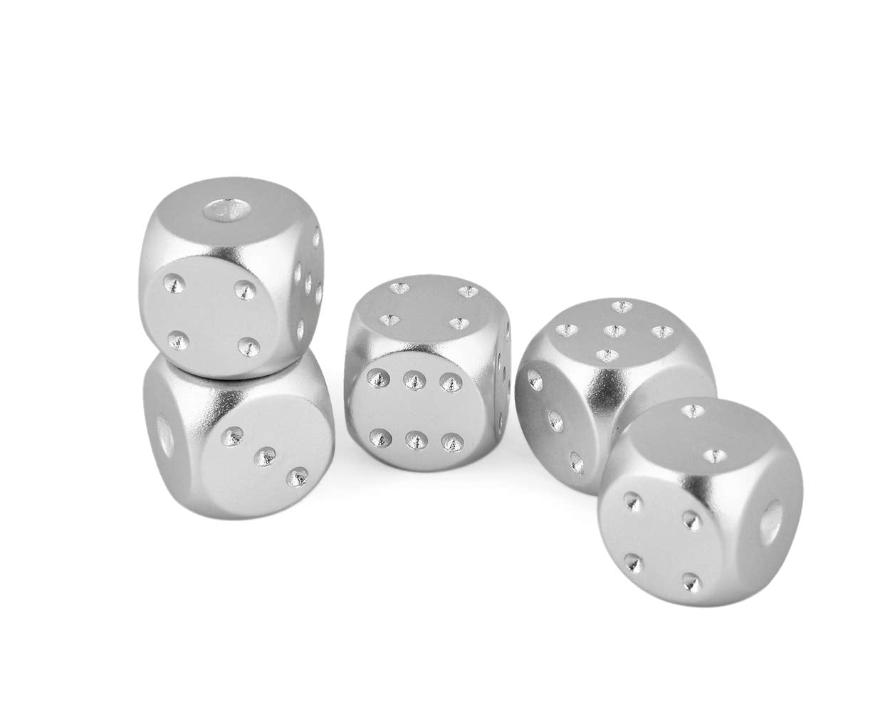 DS. DISTINCTIVE STYLE Aluminum Alloy Dice 5 Pieces 16mm Portable Metal Dices with Square Case 6 Sided Dice for Drinking Party Ga