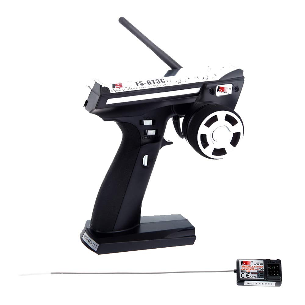 Goolrc Flysky Fs-Gt3C Rc Transmitter 2.4Ghz 3Ch Lcd Remote Controller With Fs-Gr3E Receiver For Rc Car Boat (Black)