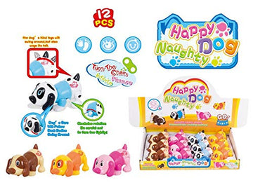 Powertrc Wind-Up Colorful Dog Toys | Set Of 12 Miniature Wind-Up Dogs | Fun Novelty Toys For Kids | Party Favors & Gift Ideas