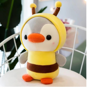 Cute Duck/Penguin Stuffed Animal in Costume Adorable Plushies Wearing Outfit Plush Toys Great for Kids and Lovers Stuffed Penguin Animals 10 Inch (Bee)