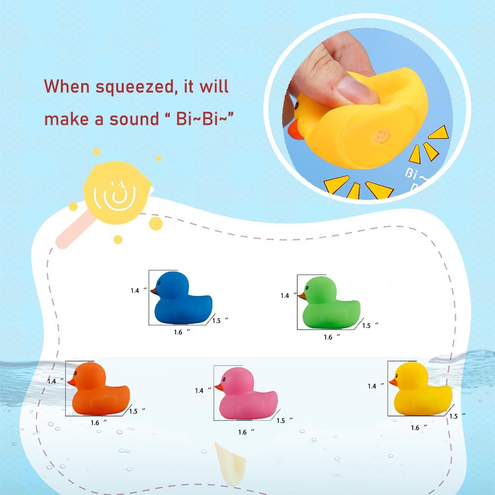 50 Pcs Multicolor Mini Rubber Ducks Baby Bath Toy ,Children Squeak And Float Colored Small Ducks In Bulk Toddlers Shower Duck De