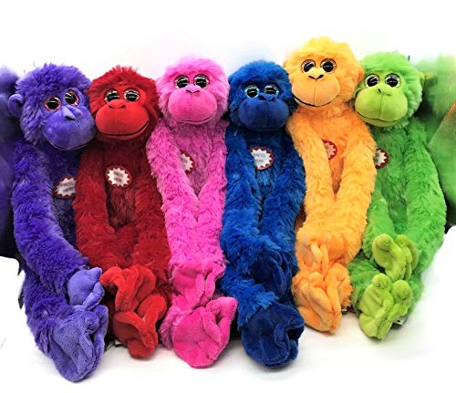 The Petting Zoo Monkey Stuffed Animals, Plush Toys For Girls And Boys, Rainbow Of Colors-20 Inches (Orange)
