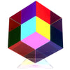 iKeelo Color Cube (70mm) with Stand - Cyan Magenta & Yellow Subtractive Color Mixing - Mesmerizing Acrylic Prism for Desk Decor A Fun Conversation Starter